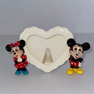 vintage Disney Mickey and Minnie Mouse ceramic heart-shaped picture frame